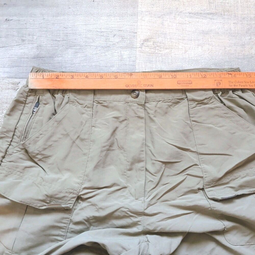 Women’s L.L.Bean Outdoor Hiking Pants Medium Khaki Nylon Cargo Stretch Waist M - Picture 4 of 8